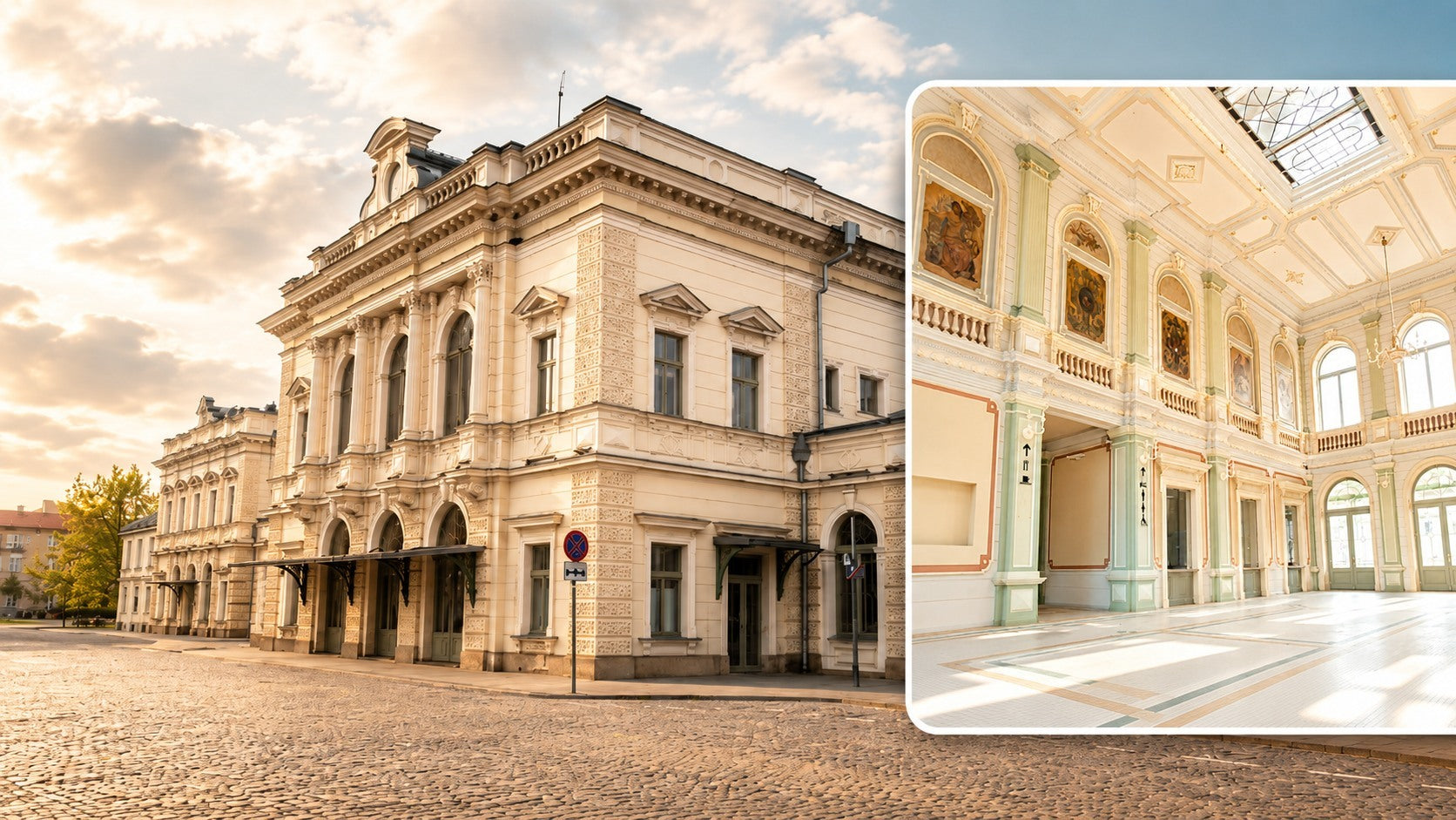 Zabytkowy dworzec w Przemyślu blisko Kawiarni Piekarni